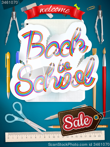 Image of Back to school Sale Label card. EPS 10