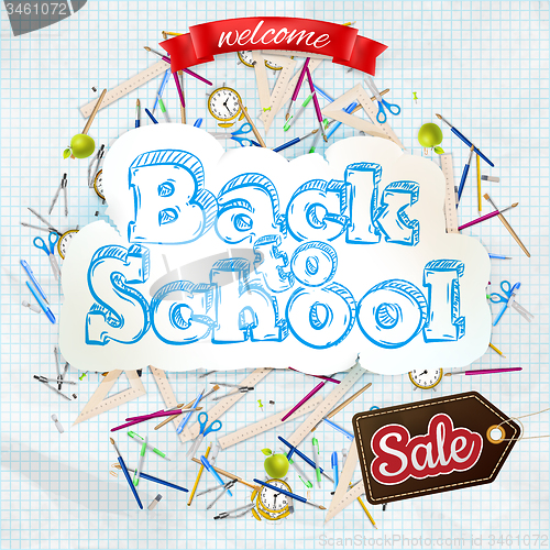 Image of Back to school Sale Label card. EPS 10