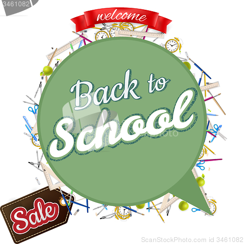 Image of Back to school Sale Label card. EPS 10