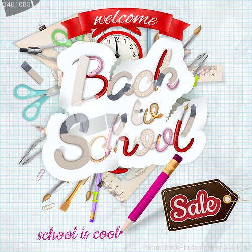 Image of Back to school Sale Label card. EPS 10