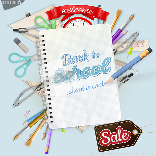 Image of Back to school Sale Label card. EPS 10