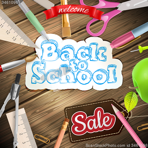 Image of Back to school Sale Label card. EPS 10