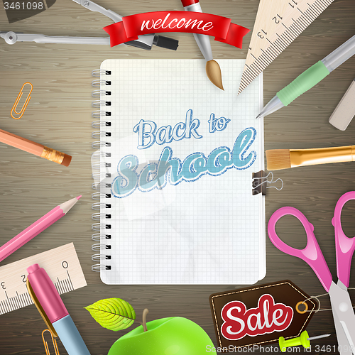 Image of Back to school Sale Label card. EPS 10