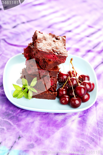 Image of brownie with cherries