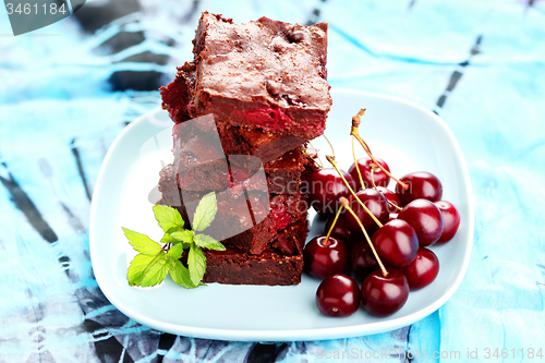 Image of brownie with cherries