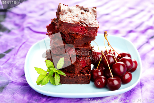 Image of brownie with cherries