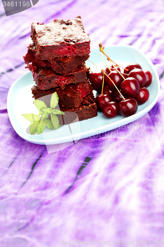 Image of brownie with cherries