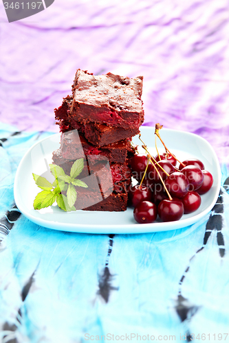 Image of brownie with cherries