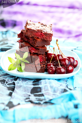 Image of brownie with cherries