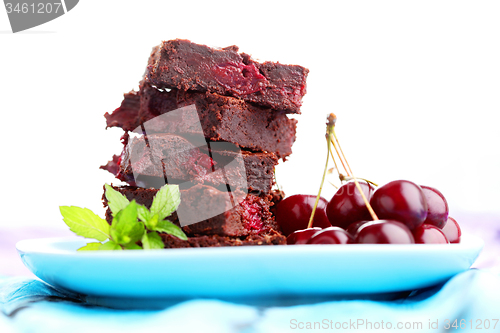 Image of brownie with cherries