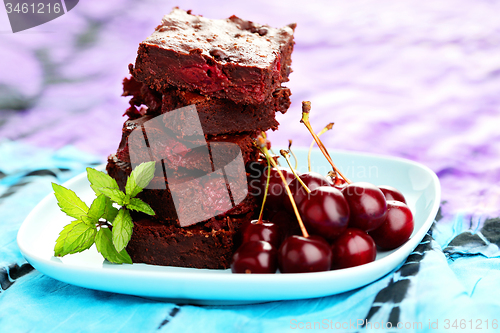 Image of brownie with cherries