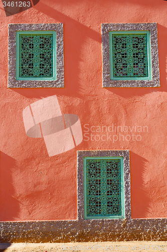 Image of   window in morocco africa  brown wall  