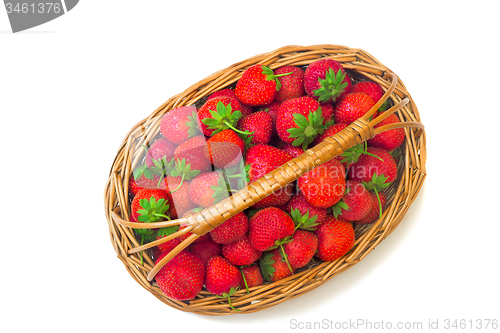 Image of Basket of strawberries on a white background.