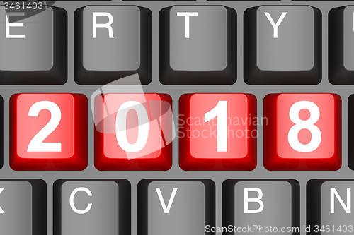 Image of Year 2018 button on modern computer keyboard