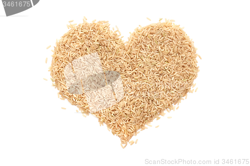 Image of Long grain brown rice in a heart shape