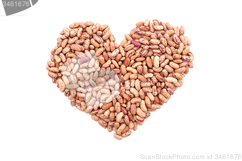Image of Cranberry beans, or borlotti beans in a heart shape