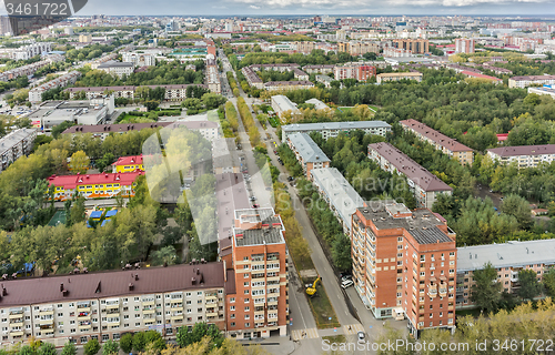 Image of Aerial urbam view on Rizhskaya street. Tyumen