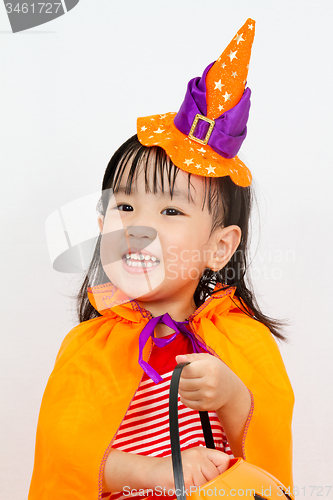 Image of Asian Chinese Little girl celebrate Halloween.