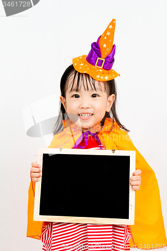 Image of Asian Chinese Little girl celebrate Halloween.