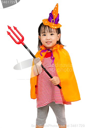 Image of Asian Chinese Little girl celebrate Halloween.