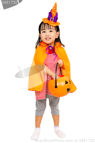 Image of Asian Chinese Little girl celebrate Halloween.