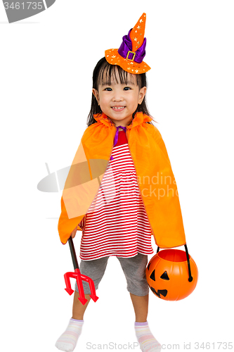 Image of Asian Chinese Little girl celebrate Halloween.