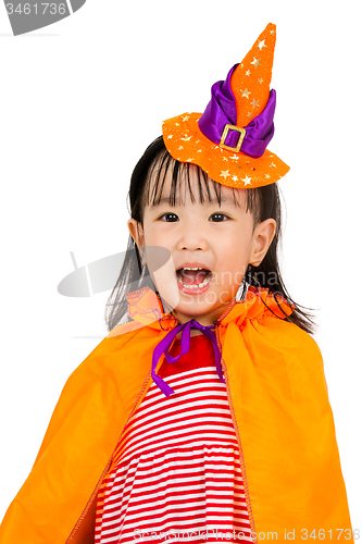 Image of Asian Chinese Little girl celebrate Halloween.