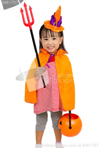 Image of Asian Chinese Little girl celebrate Halloween.