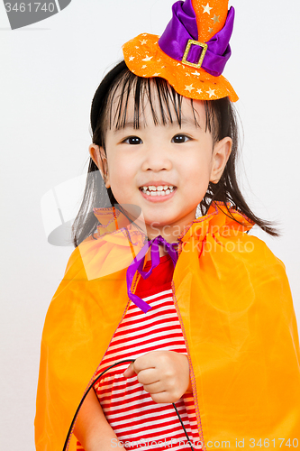 Image of Asian Chinese Little girl celebrate Halloween.