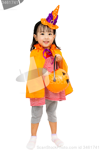 Image of Asian Chinese Little girl celebrate Halloween.