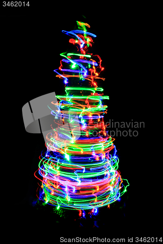 Image of christmas tree from color lights