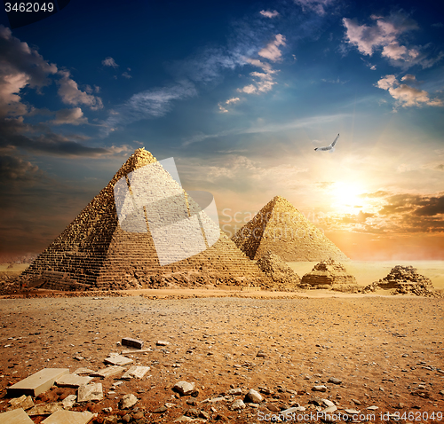 Image of Sunset over pyramids