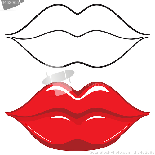 Image of Vector illustration. Sexy red female lips