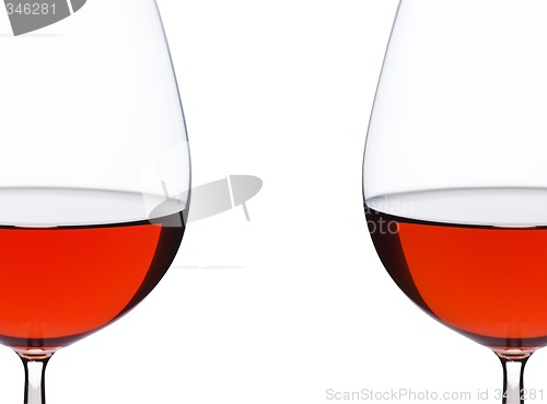 Image of two isolate red wine glass