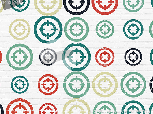 Image of Business concept: Target icons on wall background