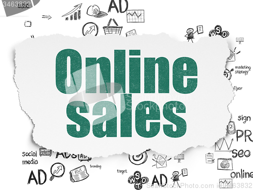 Image of Marketing concept: Online Sales on Torn Paper background