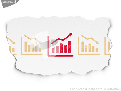 Image of Business concept: growth graph icon on Torn Paper background