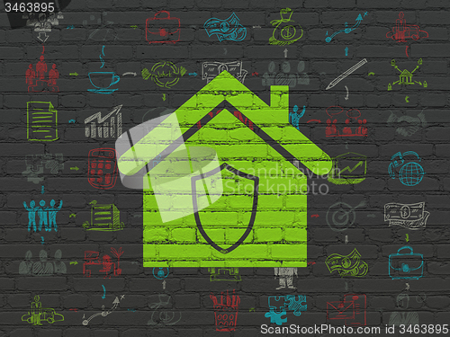 Image of Finance concept: Home on wall background