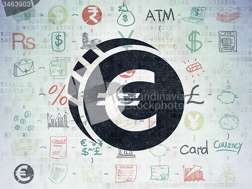 Image of Banking concept: Euro Coin on Digital Paper background
