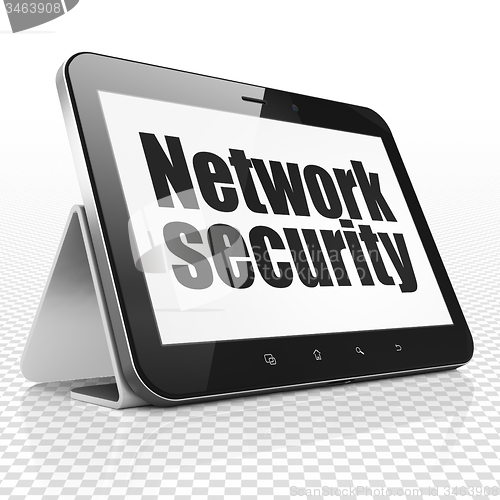 Image of Privacy concept: Tablet Computer with Network Security on display