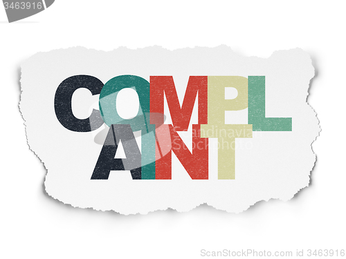 Image of Law concept: Complaint on Torn Paper background