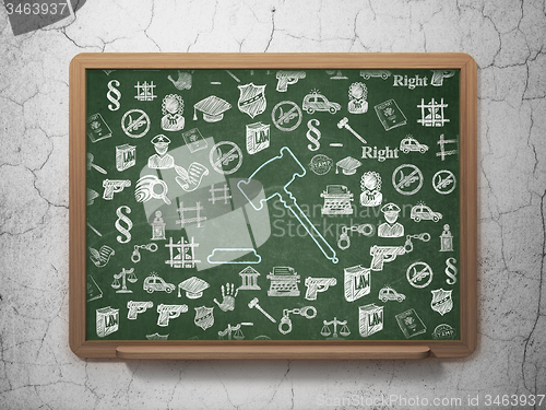 Image of Law concept: Gavel on School Board background