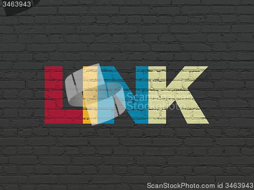 Image of Web design concept: Link on wall background