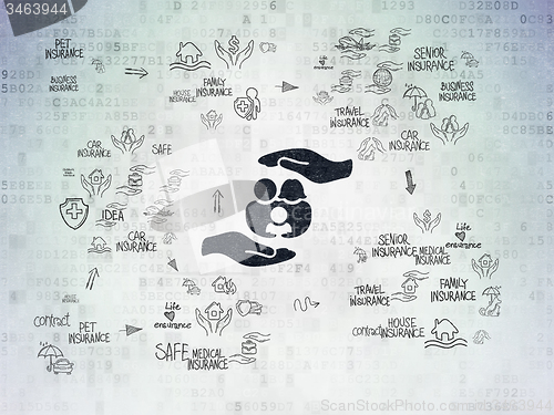 Image of Insurance concept: Family Insurance on Digital Paper background