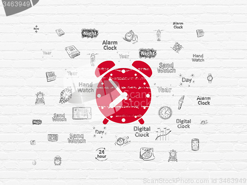 Image of Time concept: Alarm Clock on wall background