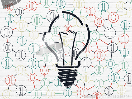 Image of Finance concept: Light Bulb on wall background