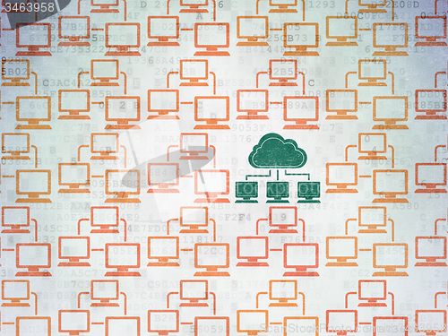 Image of Cloud computing concept: cloud network icon on Digital Paper background