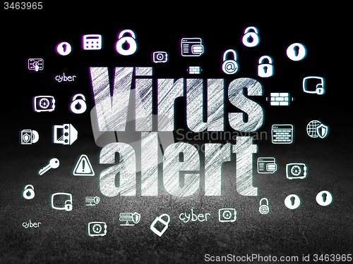 Image of Safety concept: Virus Alert in grunge dark room