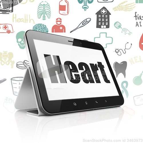 Image of Medicine concept: Tablet Computer with Heart on display