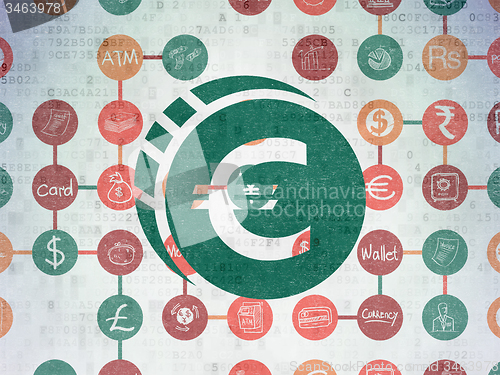 Image of Currency concept: Euro Coin on Digital Paper background